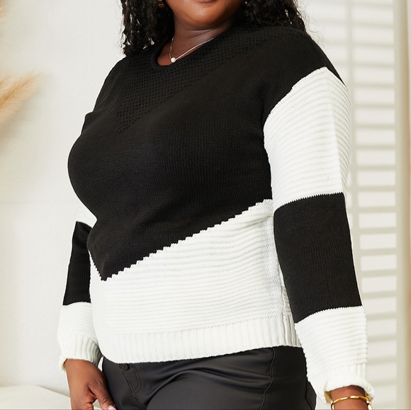 Milah Two-Tone Rib-Knit Sweater - Picture 7 of 10